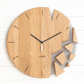 Shattered Wooden Wall Clock: Modern Abstract Art Timepiece